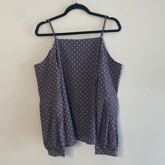 J.O.A. Los Angeles Mauve Dot Blouse Size Large - Picture 1 of 7